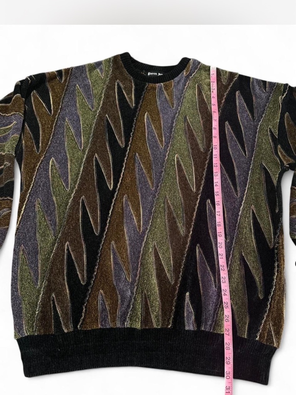 Vintage 90s cotton blend Patrick James coogi style slouch multicoloured sweater - Picture 6 of 6